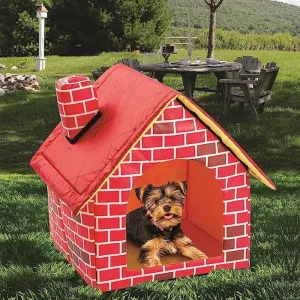 Niche pliable pour petit chien et chat, chaude et confortable, maison portable pour animal de compagnie, style mur de briques, lit pour chien.