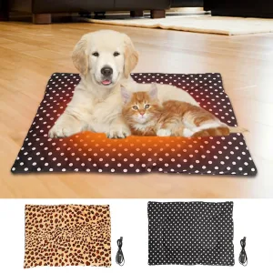 Tapis chauffant pour animaux – Chien, chat, chiot – Tapis électrique chaud – Lit – USB – Intérieur – Température réglable sur trois vitesses – Tapis chauffant.
