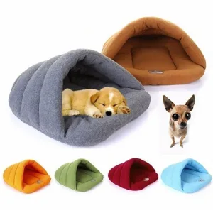 Lits pour chiens en polaire douce – Tapis chauffant chaud pour animaux en hiver – Petite niche pour chien – Maison pour chiots et chats – Sac de couchage – Nid – Lits en forme de grotte.