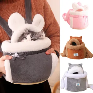 Sac à dos d’hiver chaud pour chat – doux, confortable, mignon, en peluche, cage pour animaux tout-en-un, sac de transport pour chat, pour voyage en extérieur, accessoires pour animaux